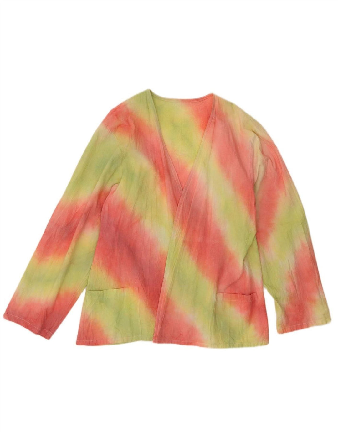VINTAGE Womens Cardigan Top UK 14 Large Multicoloured Tie Dye