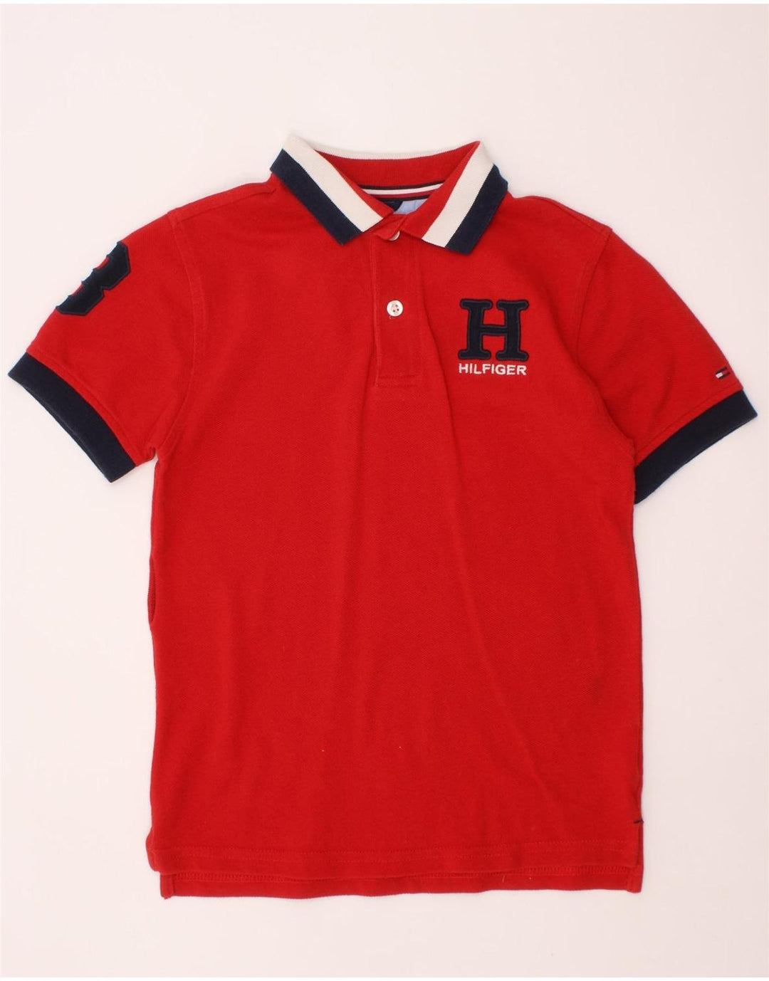 TOMMY HILFIGER Αγόρια γραφικό πόλο μπλουζάκι 6-7 ετών κόκκινο βαμβακερό