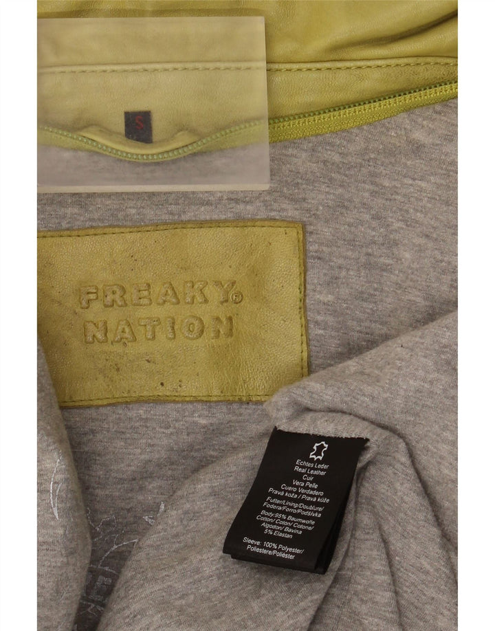 Freaky Nation Γυναικείο Δερμάτινο Μπουφάν UK 10 Small Green Leather