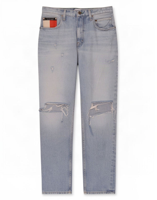 Tommy Hilfiger Womens Distressed Tapered Jeans W29 L27 Blue Cotton