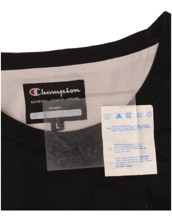 CHAMPION Ανδρικό γραφικό τοπ μακρυμάνικο μεγάλο μαύρο βαμβακερό
