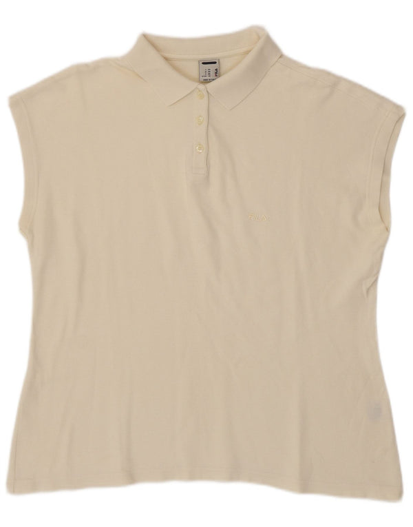Γυναικείο αμάνικο μπλουζάκι πόλο FILA IT 54 2XL από λευκό βαμβακερό