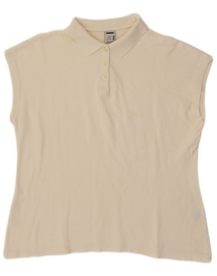Γυναικείο αμάνικο μπλουζάκι πόλο FILA IT 54 2XL από λευκό βαμβακερό