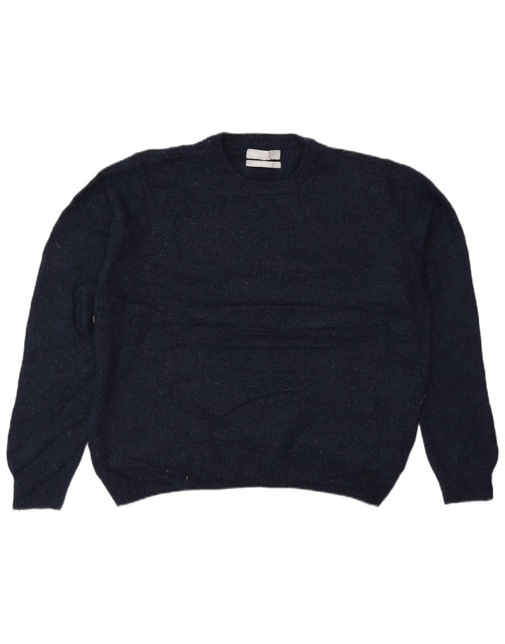Marks & Spencer Γυναικείο πουλόβερ με λαιμόκοψη UK 12 Medium Navy Blue Wool