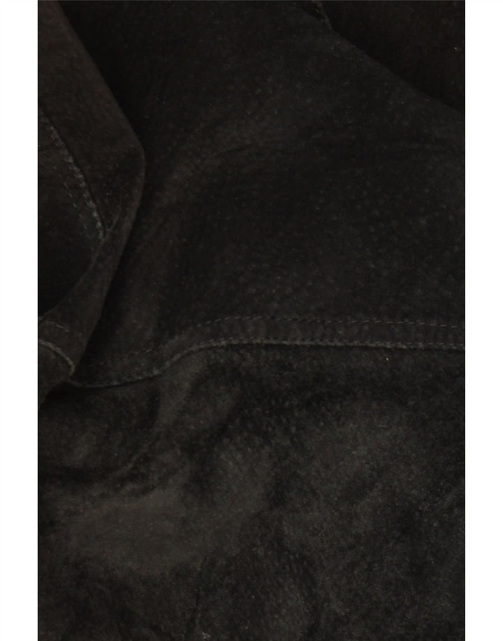 VINTAGE Γυναικείο Suede Jacket UK 18 XL Μαύρο γεωμετρικό δέρμα