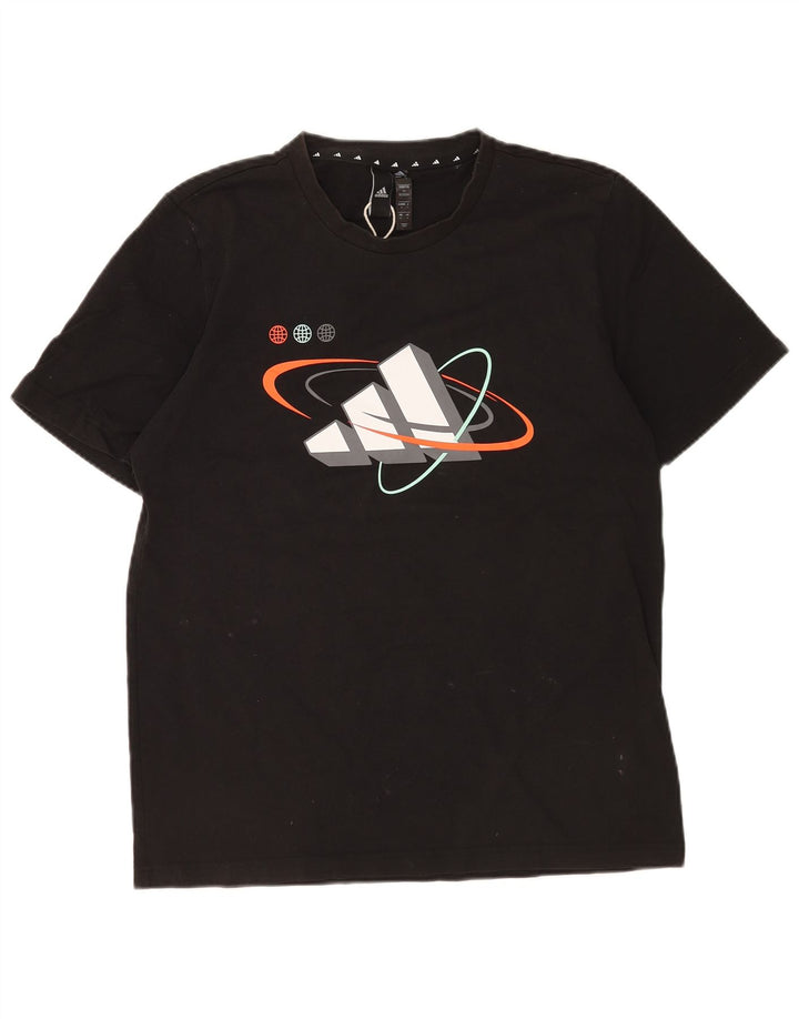 Ανδρικό γραφικό T-Shirt Adidas Top Μεσαίο μαύρο βαμβακερό