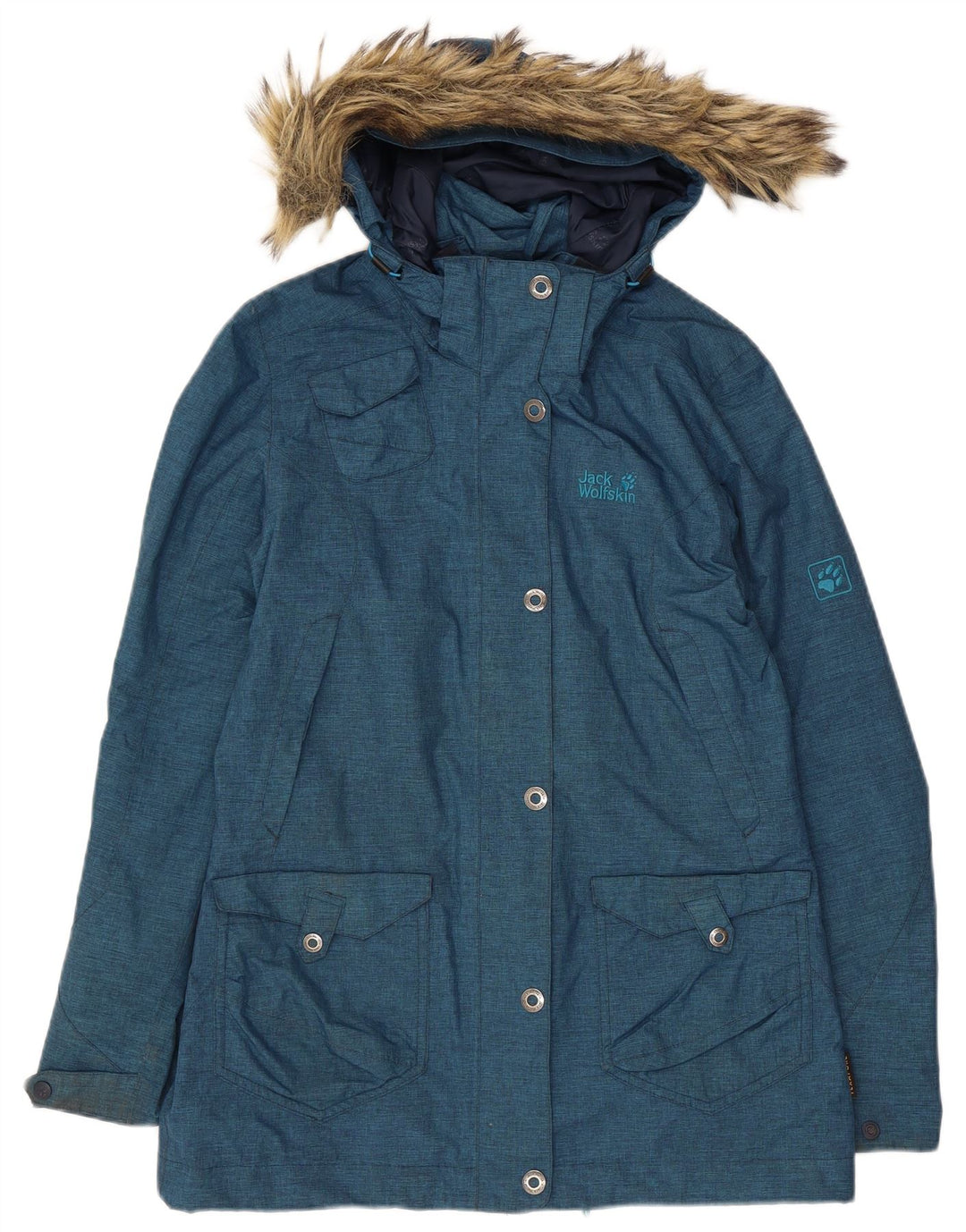 Jack Wolfskin Γυναικείο Jack Wolfskin με κουκούλα Parka UK 10 Small Blue Polyester