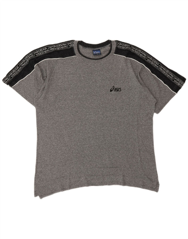 ASICS Mens Graphic T-Shirt Top Large Grey Colourblock Cotton