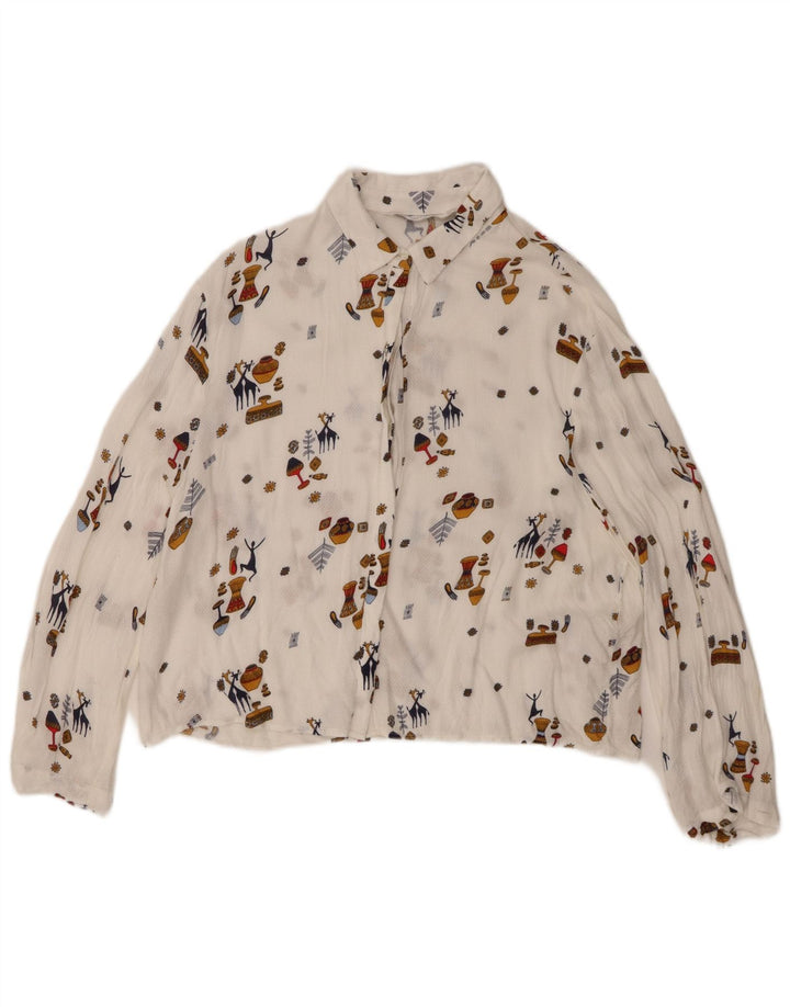 Zara Γυναικείο πουκάμισο See Through UK 6 XS White Geometric Viscose