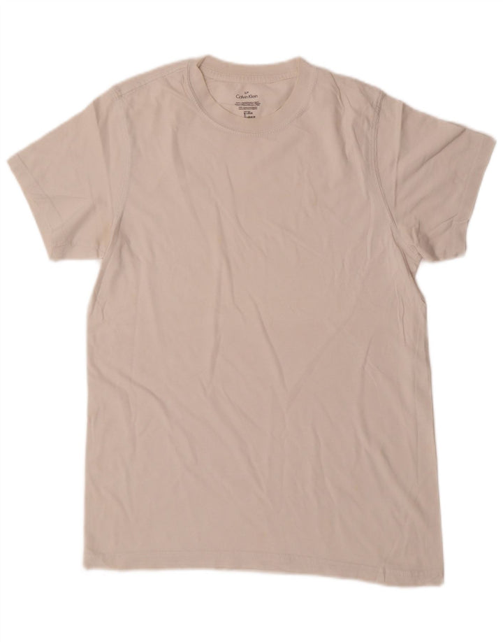 CALVIN KLEIN Ανδρικό T-Shirt Top Small Off White Βαμβακερό