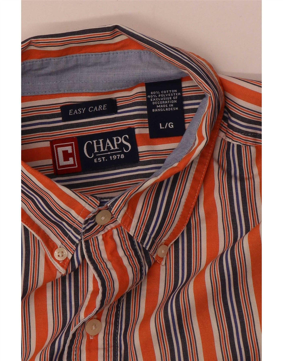 Chaps Ανδρικό πουκάμισο Easy Fit Μεγάλο πορτοκαλί βαμβακερό ριγέ