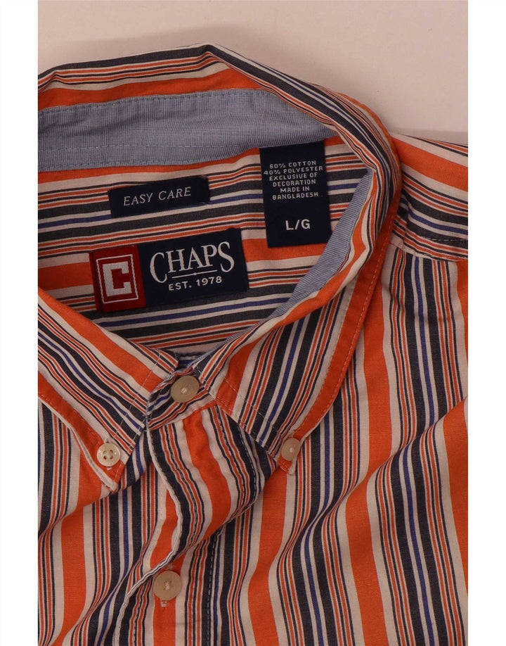 Chaps Ανδρικό πουκάμισο Easy Fit Μεγάλο πορτοκαλί βαμβακερό ριγέ