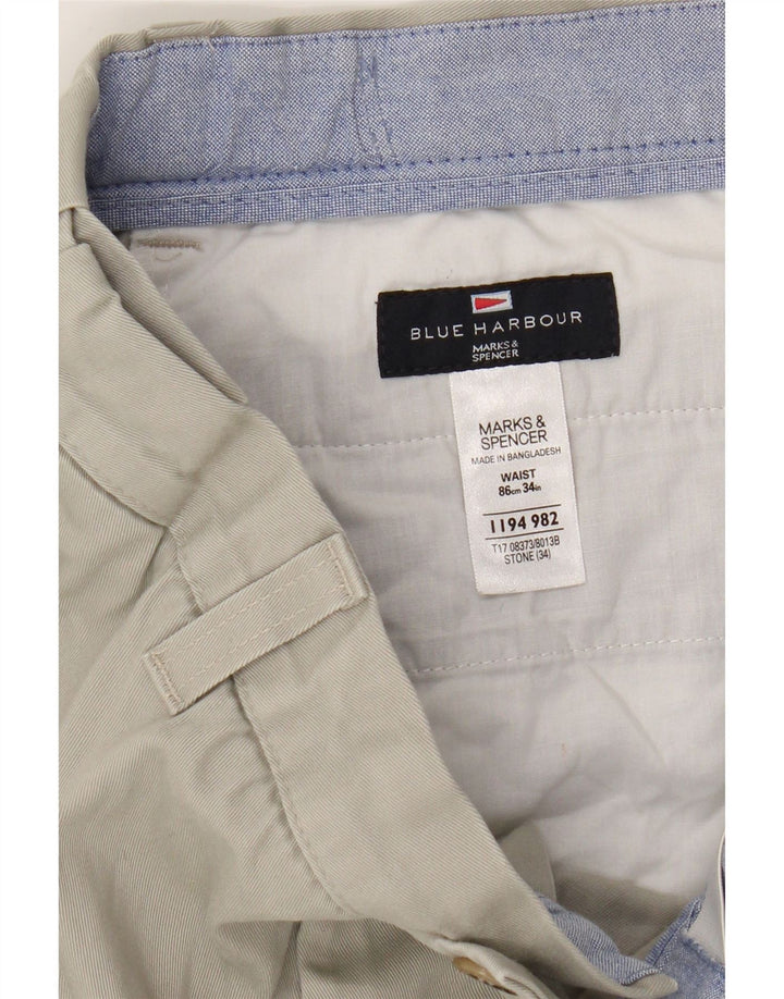 Ανδρικό σορτς Chino Marks & Spencer, Μπλε Harbor W34 μεγάλο μπεζ βαμβακερό
