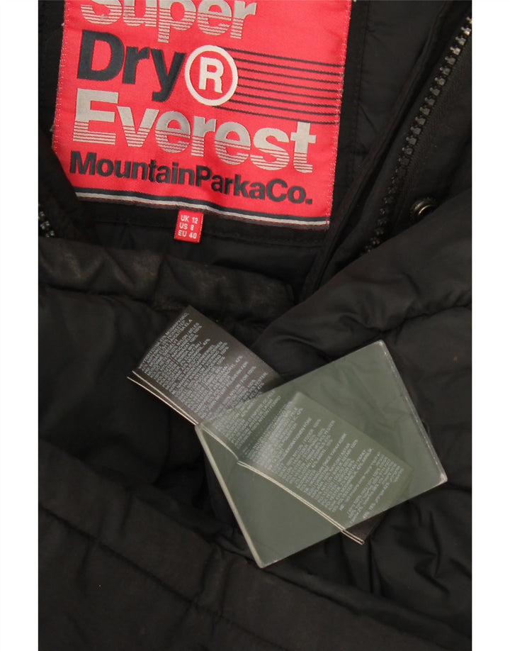Superdry γυναικείο μπουφάν Parka με κουκούλα UK 12 Medium Black Nylon