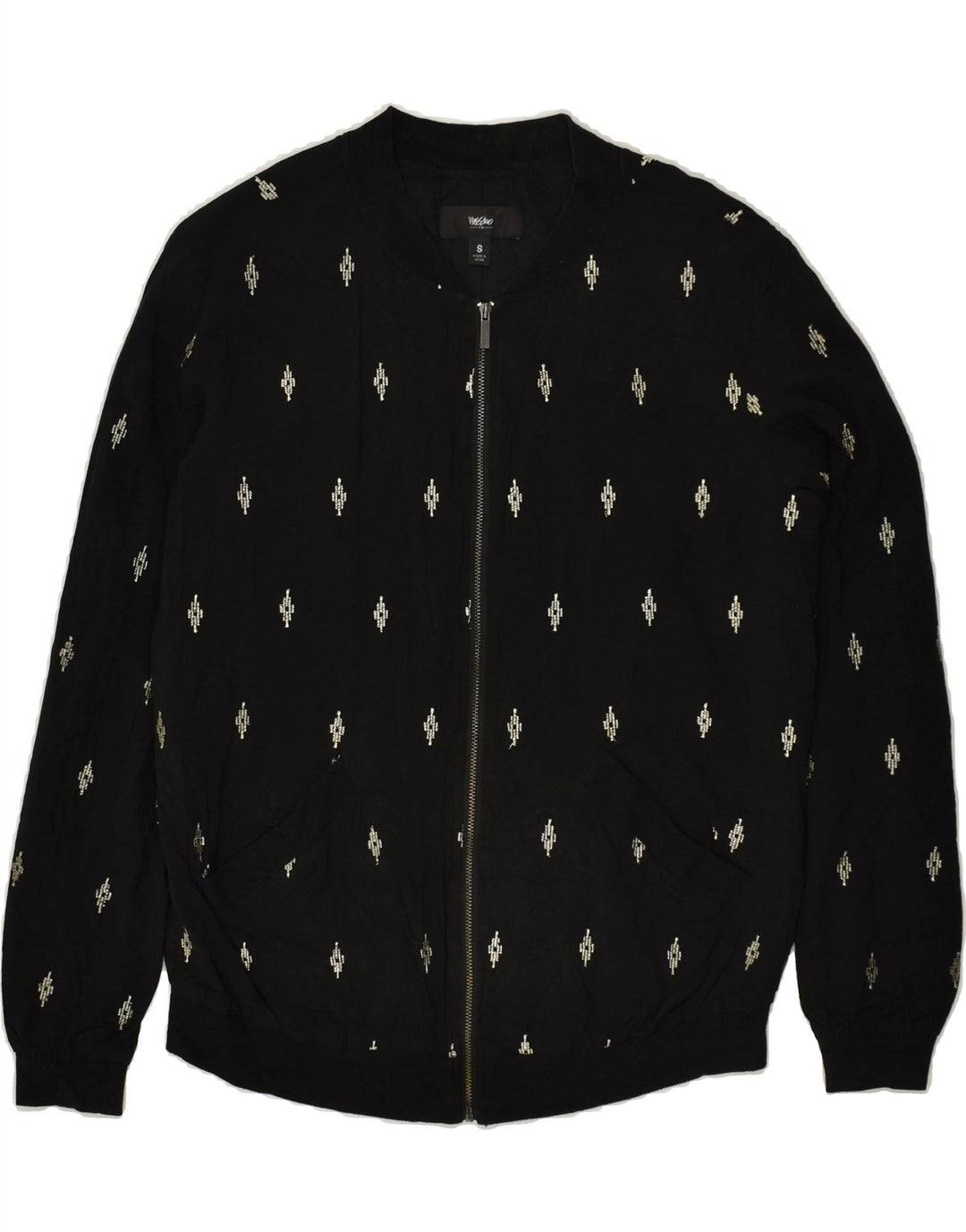 MOSSIMO Womens Bomber Jacket UK 10 Small Black Rayon | Vintage Mossimo | Thrift | Second-Hand Mossimo | Used Clothing | Messina Hembry 