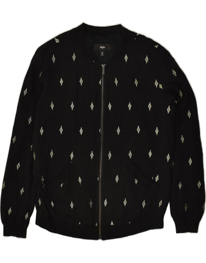MOSSIMO Womens Bomber Jacket UK 10 Small Black Rayon | Vintage Mossimo | Thrift | Second-Hand Mossimo | Used Clothing | Messina Hembry 