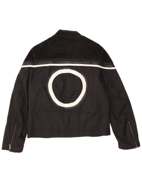 Les Boulevards Womens Graphic Racer Jacket IT 48 XL Black Colourblock