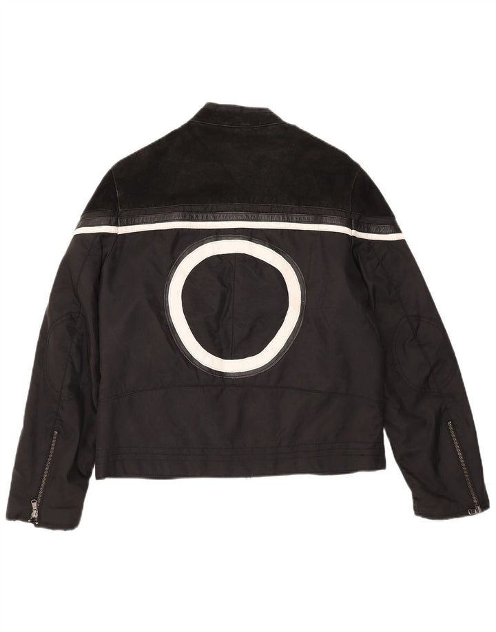 Les Boulevards Womens Graphic Racer Jacket IT 48 XL Black Colourblock