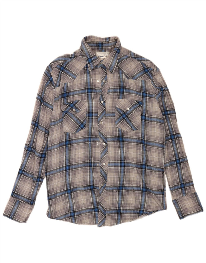 Ανδρικό φανελένιο πουκάμισο Wrangler μεγάλο γκρι βαμβακερό