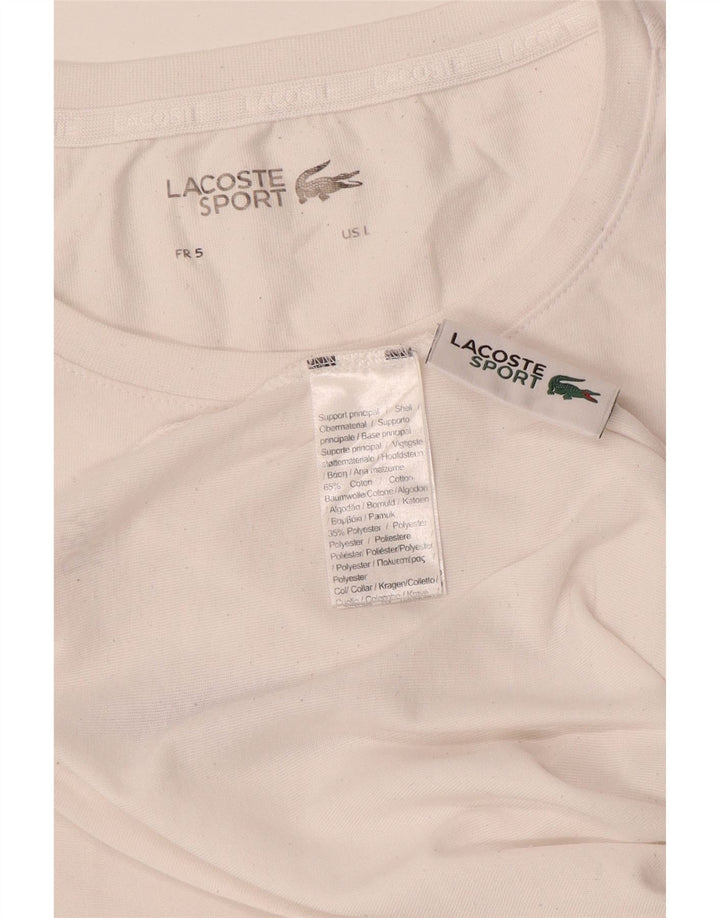 Ανδρικό γραφικό T-shirt LACOSTE Top Size 5 Μεγάλο λευκό βαμβακερό