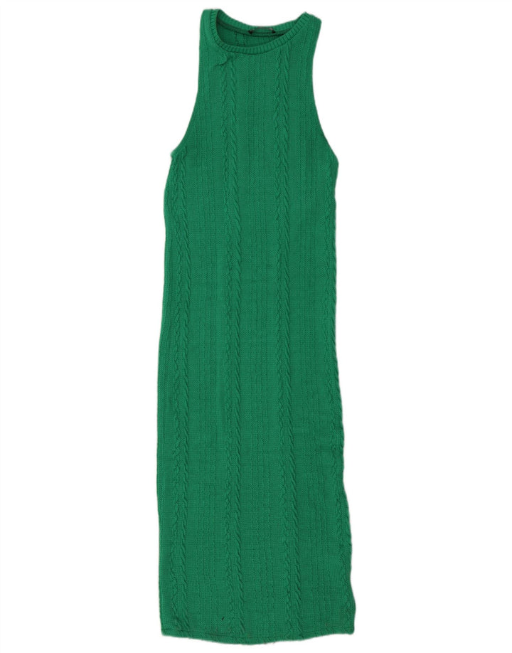 Zara Γυναικείο Maxi Αμάνικο Bodycon Φόρεμα UK 12 Μεσαίο πράσινο πολυεστέρας