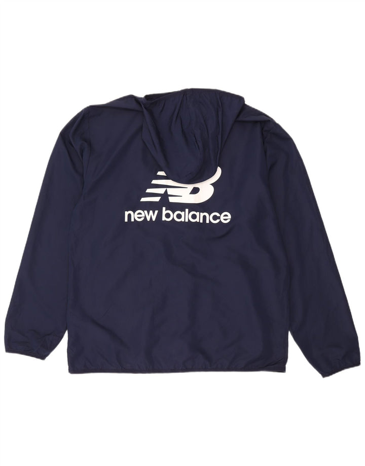 New Balance Ανδρικό μπουφάν βροχής με κουκούλα γραφικό, μεγάλο μπλε ναυτικό πολυεστέρα
