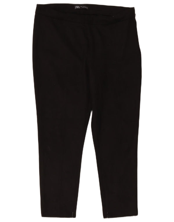 Zara Womens Tapered Cropped Trousers 2XL W34 L25 Black Polyester