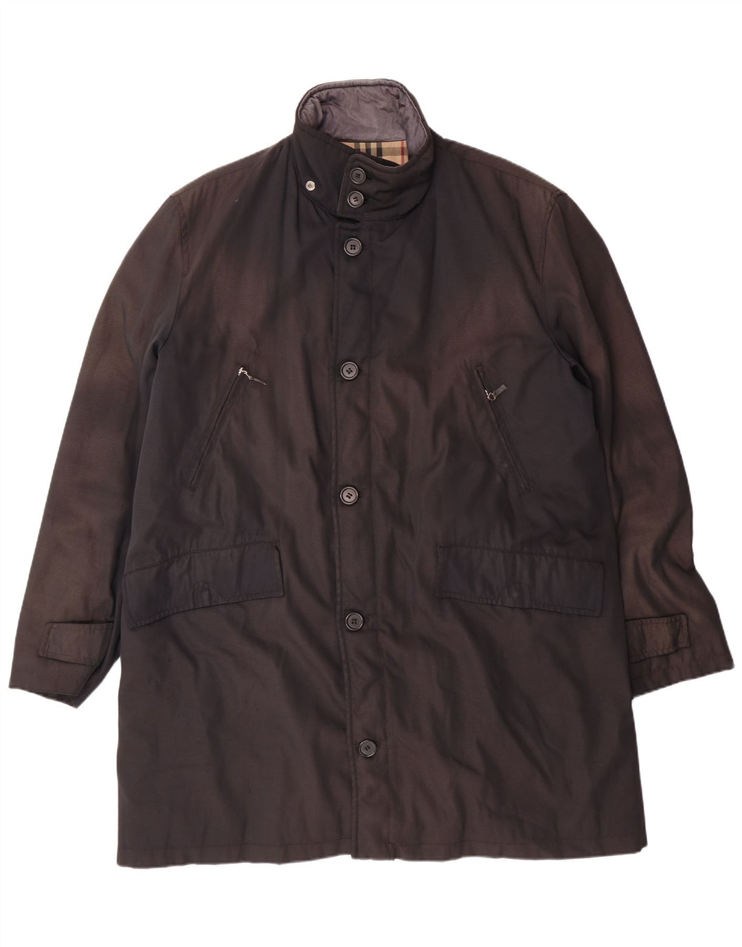 Ανδρικό παλτό BURBERRY UK 40 Large Black Polyamide Classic