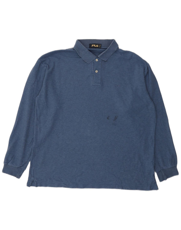 FILA Mens Long Sleeve Polo Shirt IT 54 XL Blue Cotton