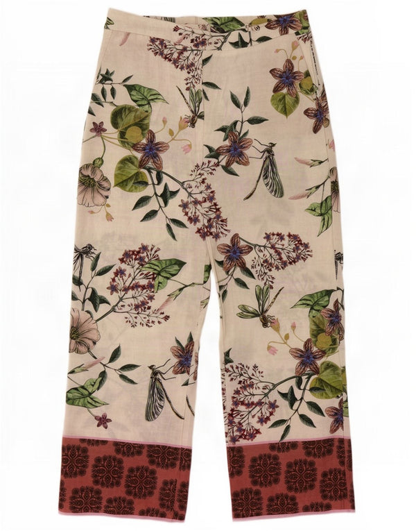 Zara Γυναικείο Παντελόνι Loose Fit XL W32 L30 Off White Floral Πολυεστέρας