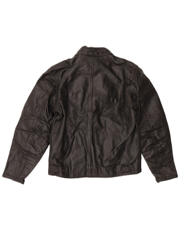 Vintage Γυναικείο Δερμάτινο Σακάκι Racer UK 16 Large Μαύρο