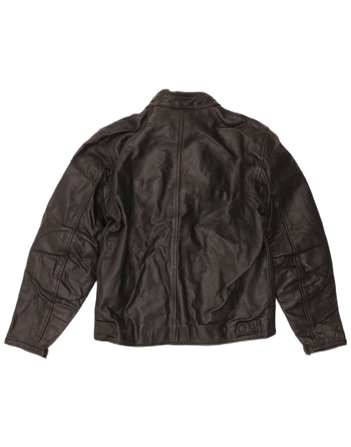 Vintage Γυναικείο Δερμάτινο Σακάκι Racer UK 16 Large Μαύρο