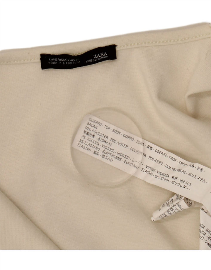 Zara Γυναικεία ασύμμετρη ζακέτα UK 10 Small Off White Polyester
