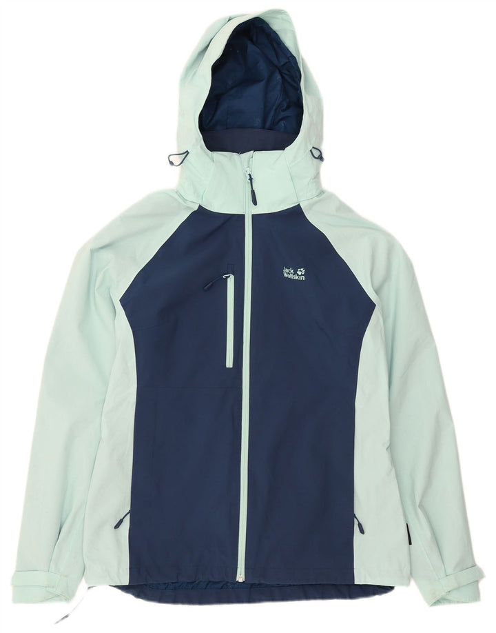 Jack Wolfskin γυναικείο μπουφάν βροχής με κουκούλα UK 10/12 Medium Blue Colourblock