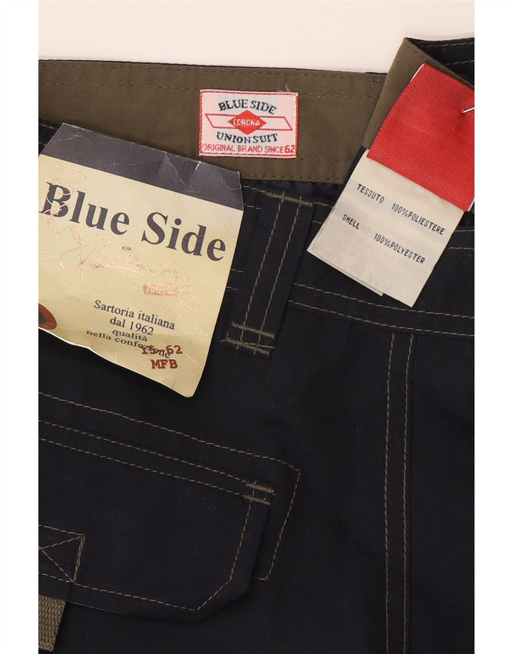 Μπλε Πλαϊνό Ανδρικό Σορτς Cargo Μεγάλο W34 Navy Blue Polyester