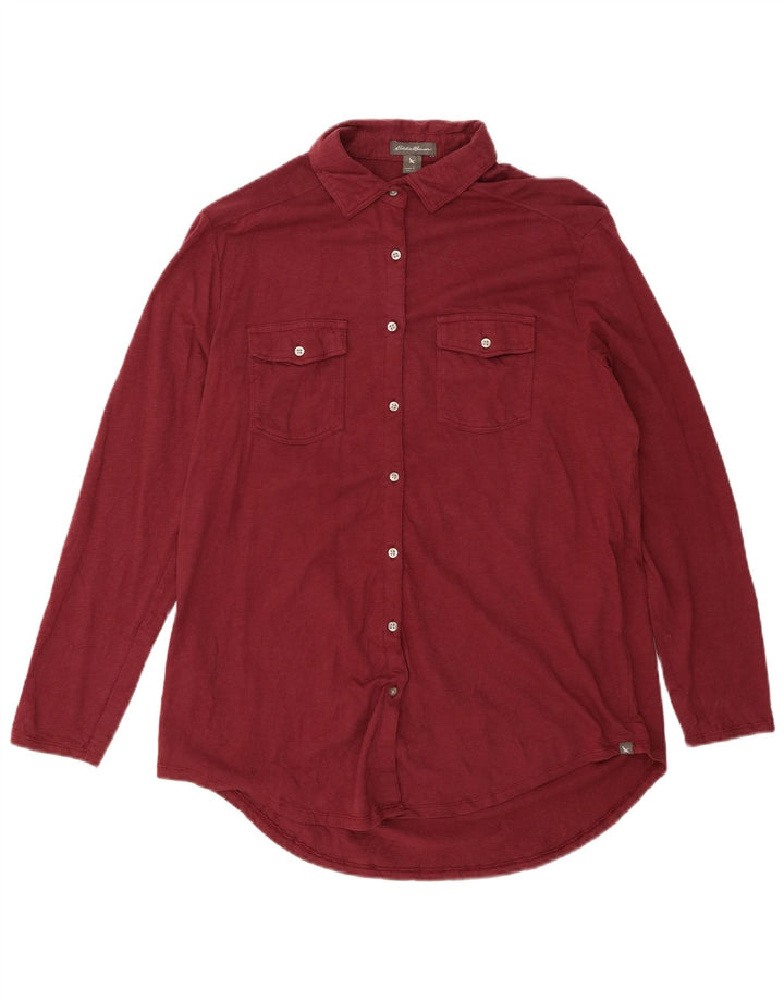 EDDIE BAUER Γυναικείο πουκάμισο UK 16 Large Maroon Βαμβάκι