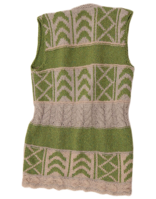 Vintage γυναικείο πουλόβερ Longline Cardigan UK 12 Medium Green Colourblock