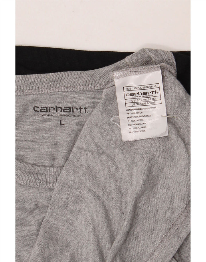 Ανδρικό μπλουζάκι Carhartt με μεγάλο μακρυμάνικο γκρι χρώμα, βαμβακερό
