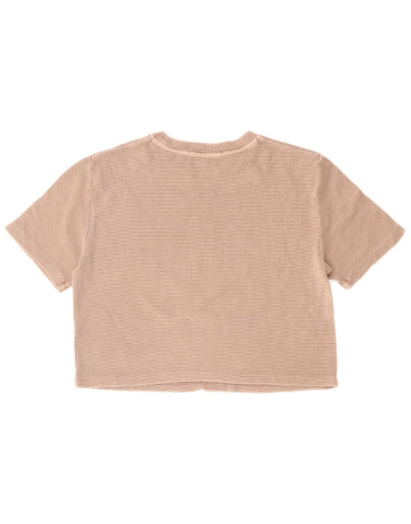 CALVIN KLEIN JEANS Γυναικείο T-Shirt τοπ UK 10 Small Beige βαμβακερό