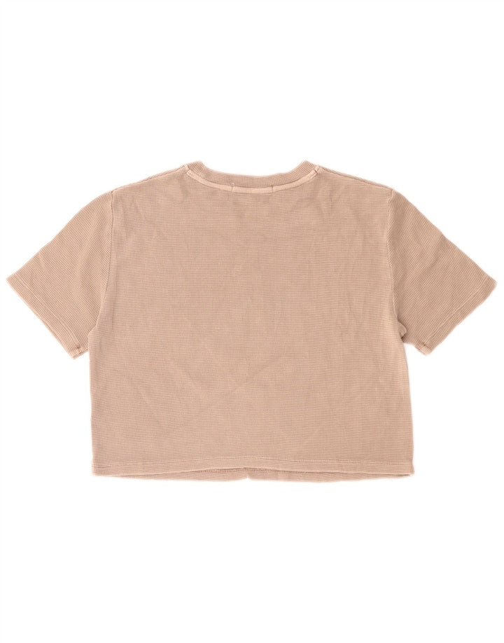 CALVIN KLEIN JEANS Γυναικείο T-Shirt τοπ UK 10 Small Beige βαμβακερό