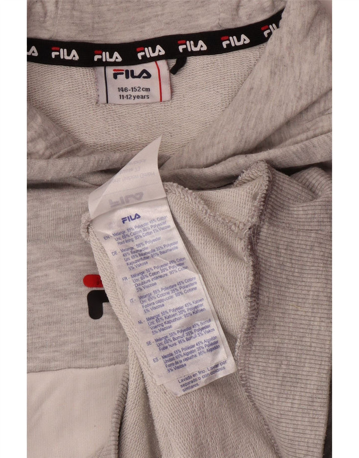 Fila Boys Graphic Hoodie Jumper 11-12 Years Grey Cotton