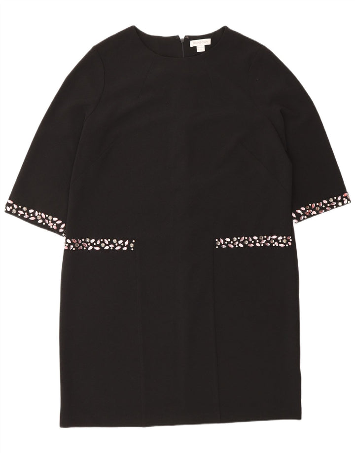 Monsoon Γυναικείο φόρεμα 3/4 Sleeve Shift UK 16 Large μαύρο πολυεστέρα
