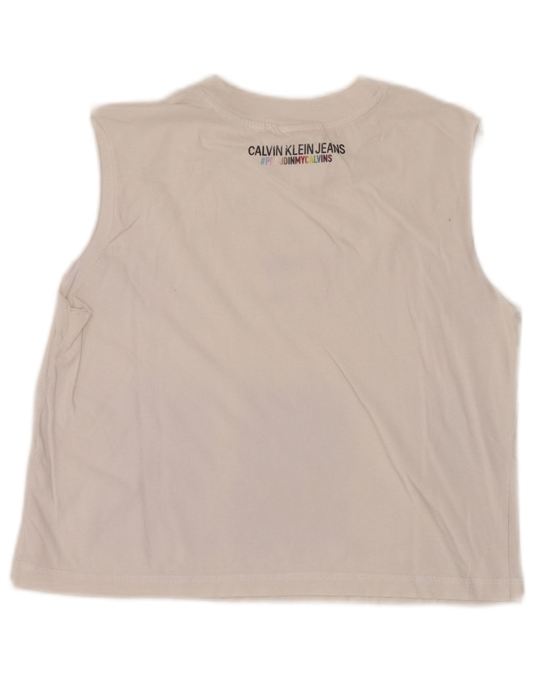 Calvin Klein Γυναικείο Crop Graphic Vest Top UK 12 Medium White