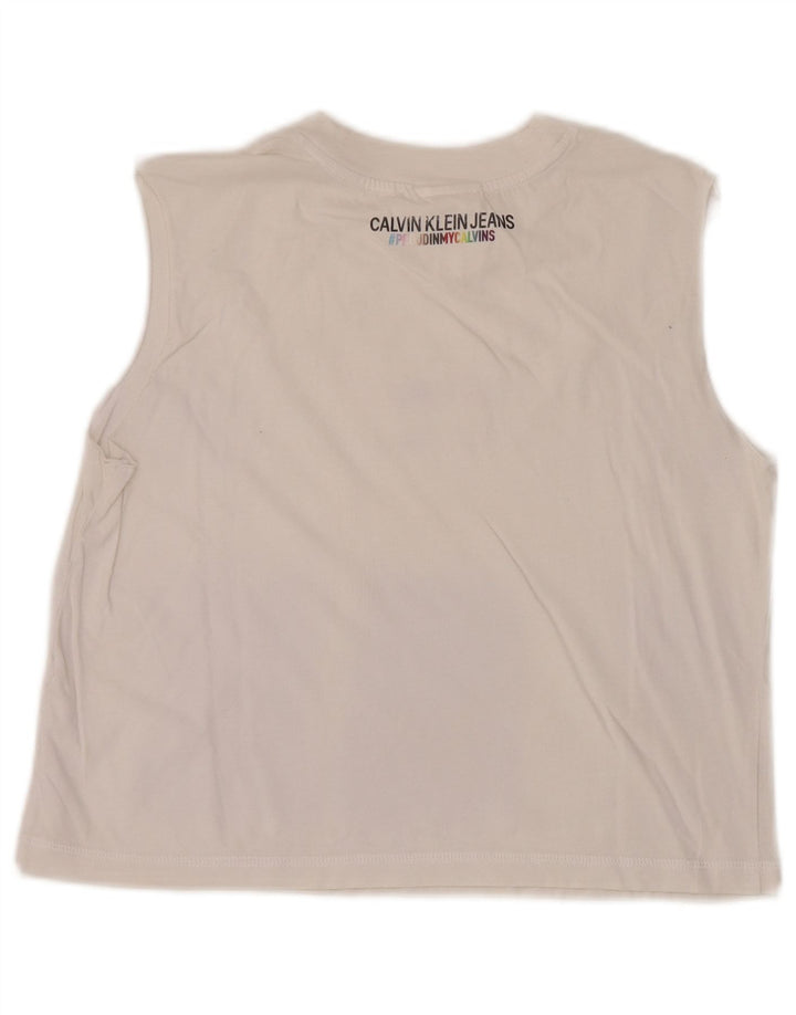 Calvin Klein Γυναικείο Crop Graphic Vest Top UK 12 Medium White