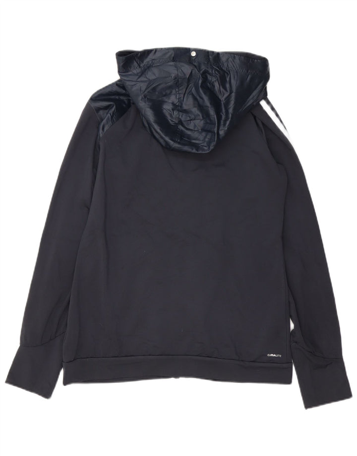 Γυναικεία αθλητική φόρμα Adidas Climalite Hooded Top Jacket UK 12 Medium Navy Blue