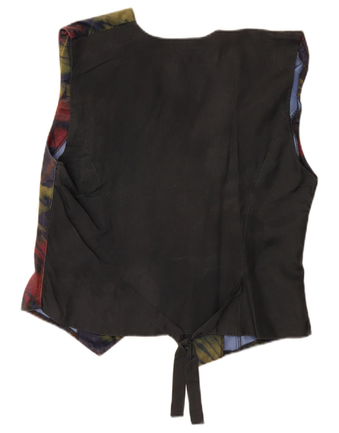 VINTAGE Γυναικείο Γιλέκο UK 12 Medium Navy Blue Floral