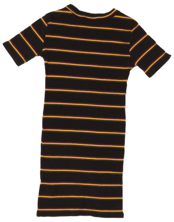 Zara Γυναικείο φόρεμα Trafaluc με κοντό μανίκι Bodycon UK 10 μικρό μαύρο ριγέ