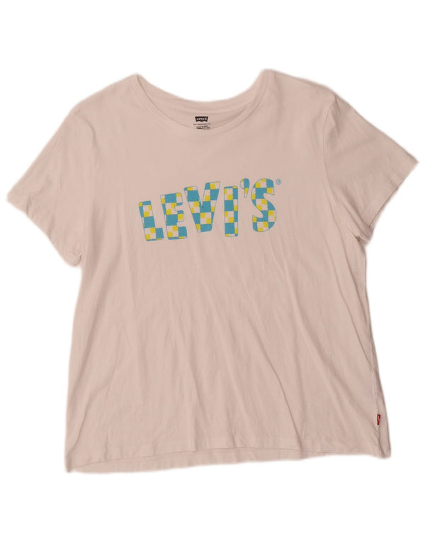 Γυναικείο γραφικό T-Shirt Levi's Top UK 18 XL Λευκό βαμβακερό