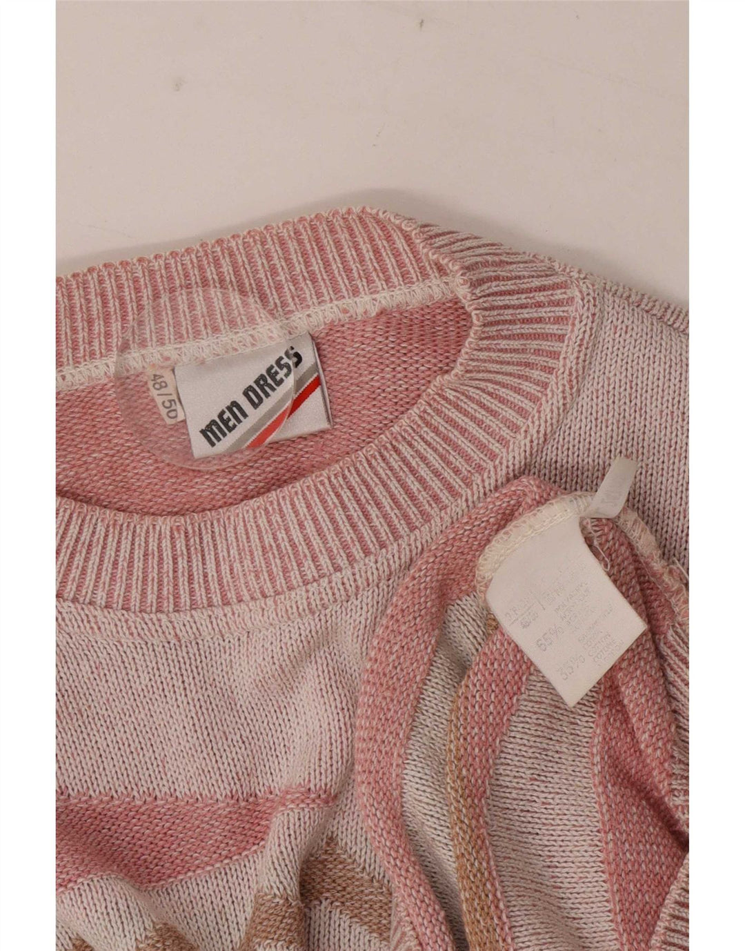 Vintage Ανδρικό πουλόβερ με λαιμόκοψη IT 48/50 Medium Pink Geometric