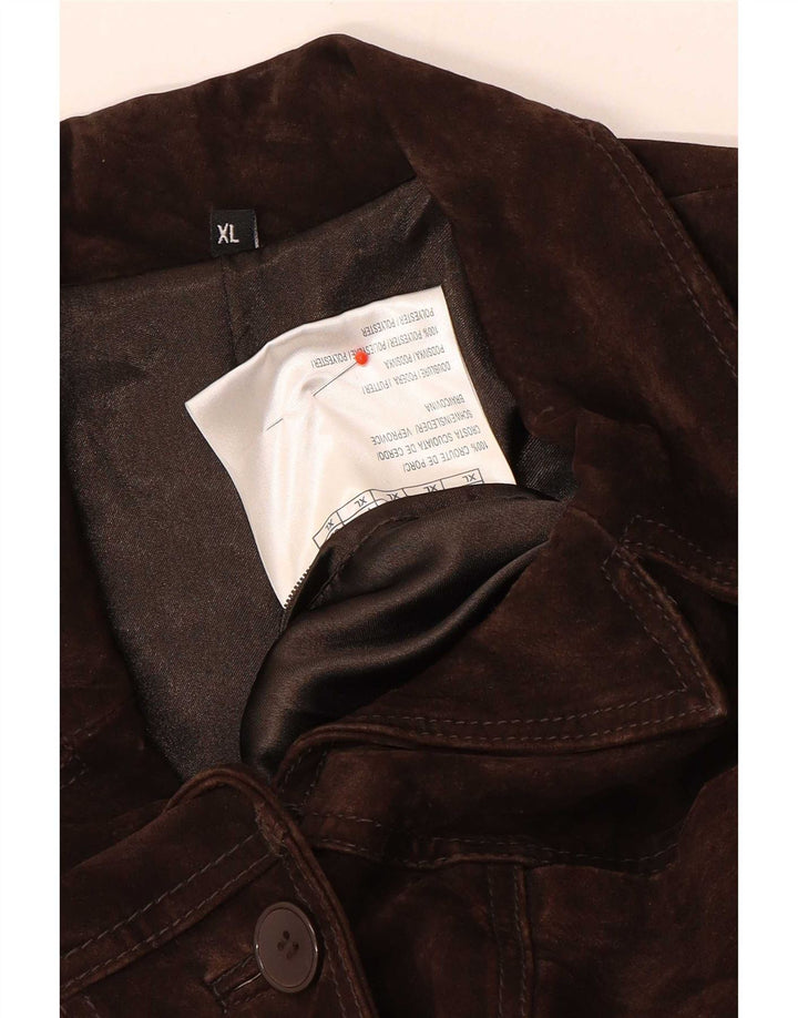 Vintage γυναικείο σουέτ μπουφάν UK 18 XL καφέ δέρμα